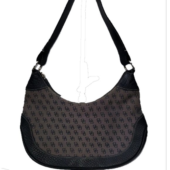 Dooney & Bourke Signature Canvas & Leather Small Hobo Shoulder Bag Purse GUC - Picture 1 of 9
